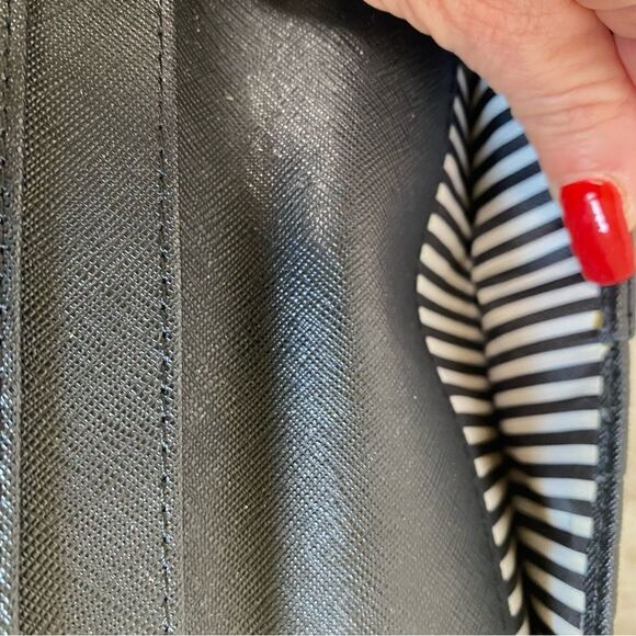 Kate Spade Black Cow Leather Snap Wallet Wristlet - Picture 7 of 8